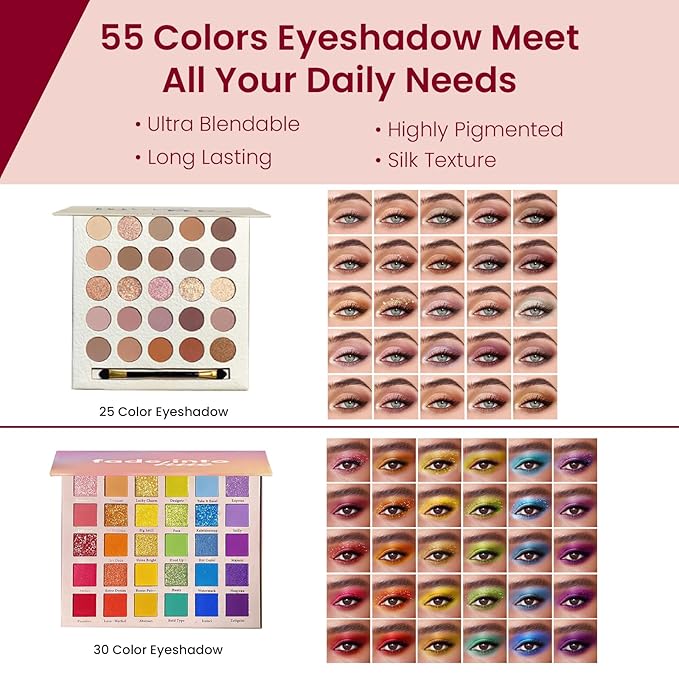 Makeup Kit for Women, Travel Makeup Kit, Makeup Full Kit for Beginners Teens Girls, Makeup Bundle Include 3 Matte & Shimmer Eyeshadow Palettes, Blush Palette, Lip Gloss Set, Concealer-Velvo Beauty