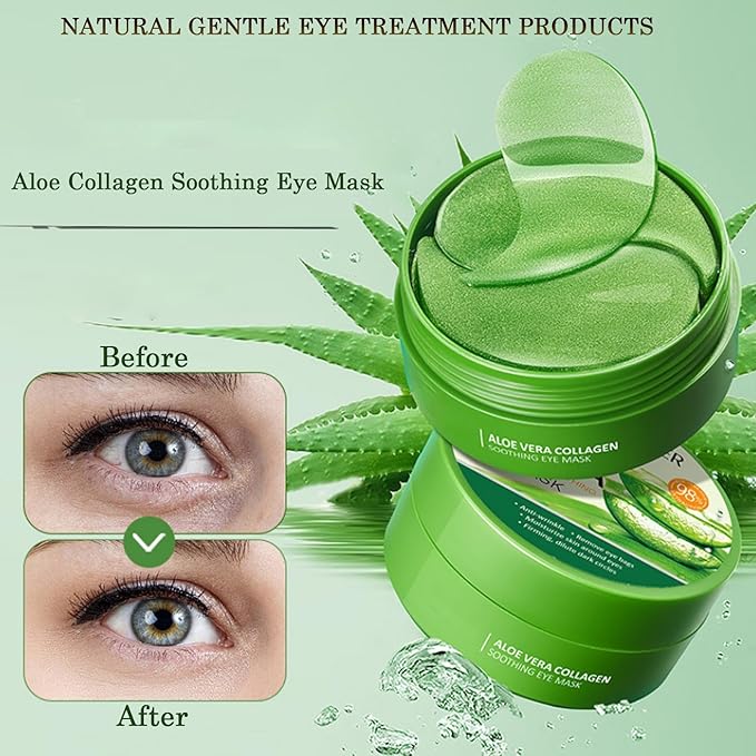 Under Eye Patches for Dark Circles, Puffiness and Eye Bags, Aloe Vera Eye Mask,Wrinkle Treatment Anti-Aging Rejuvenating Moisturizing Skin Care 60PCS Collagen Eye Gel Pads Anti-Wrinkle Eye Patches-Velvo Beauty