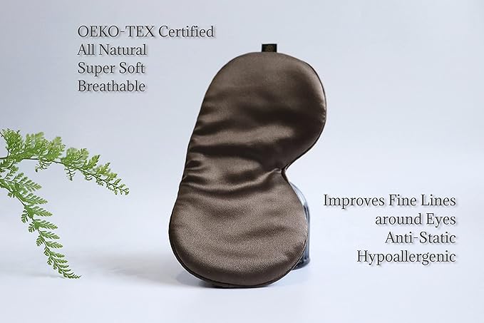 Premium Handcrafted 25 Momme Mulberry Silk Eye Mask for Sleeping (Chocolate)-Velvo Beauty