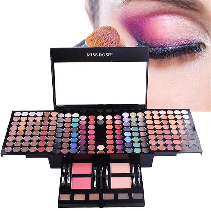 Pure Vie All-in-One Holiday Gift Makeup Set Essential Starter Bundle Include Eyeshadow Palette Lipgloss Concealer Blush Eyebrow Foundation Face Powder Eyeliner Pencil - Make up Kit for Women Full Kit-Velvo Beauty