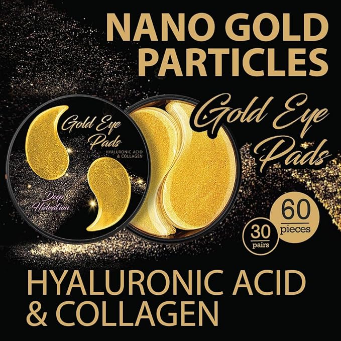 Under Eye Mask Patches Collagen, Gold Eye Patches for Puffy Eyes, 24K Gold Eye Mask, Under Eye Gel Pads, Eye Masks for Dark Circles, Puffiness Treatment Eye Masks Skincare-Velvo Beauty