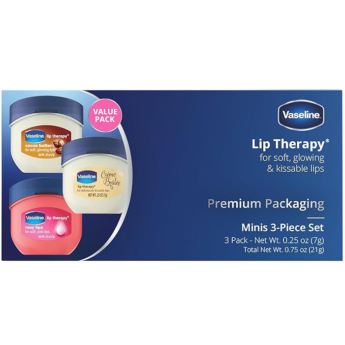 Vaseline Lip Therapy Bundle - Creme Brulee, Rosy Lips & Cocoa Butter, 0.25 Ounce (Pack of 3)-Velvo Beauty