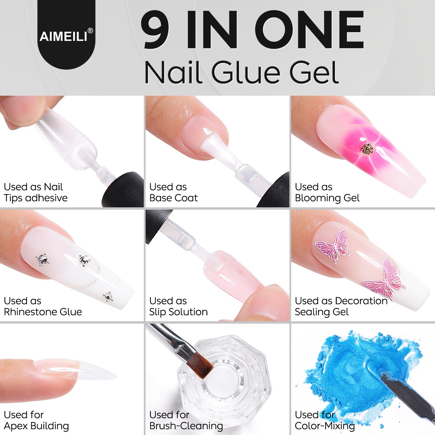AIMEILI Nail Dehydrator Primer Nail Glue Blooming for Gel Nail Polish 4pcs, Cruelty Free, Vegan, U V LED Nail Art-Velvo Beauty