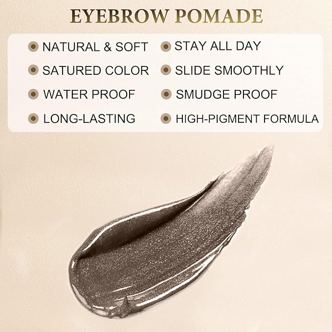 Eyebrow Pomade - Waterproof Brow Pomade for Long-lasting Results,Smudge Proof and Sweat Resistant Formula,Natural Eyebrow Makeup for All Skin Types and Tones - Black Brown-Velvo Beauty