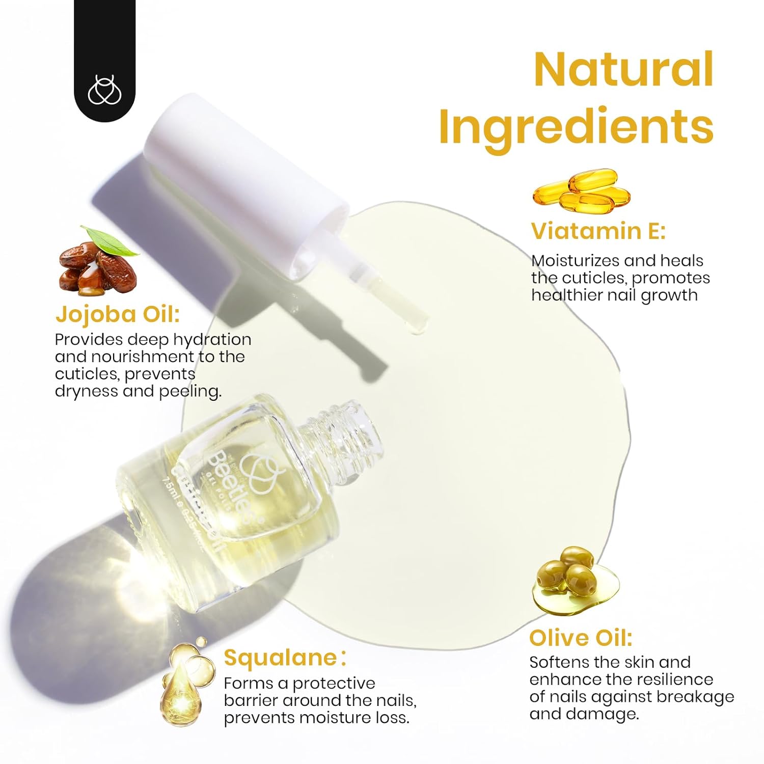 Beetles 7.5ml Cuticle Oil Nail Oil Cuticle Care for Nail, Damaged Cuticles, Stronger Nails Spa and Hand Manicure Essentials for Repaired Thin Nails DIY Home for Women-Velvo Beauty