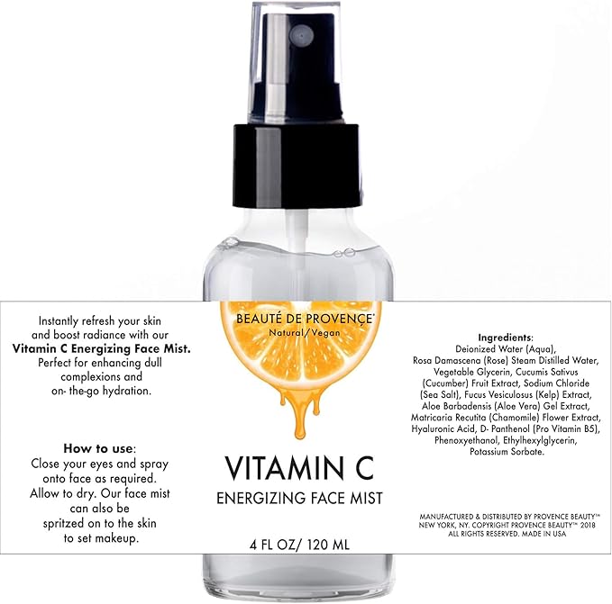Vitamin-C Face Mist & Setting Spray for All Skin Types - Hyaluronic Acid, Aloe Vera & Rose Water - Skin Brightening, Anti-Aging, Moisturizing, Pore Minimizing - 4 Fl Oz-Velvo Beauty