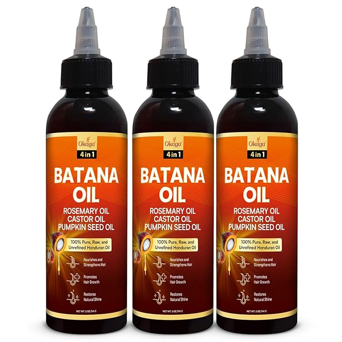 Batana Oil for Hair Growth with Rosemary, Castor, and Pumpkin Seed Oils, 100% Pure Unrefined Honduran Formula, Strengthens, Nourishes, Revives Scalp & Strands, Natural Care for All Types (3PK)-Velvo Beauty