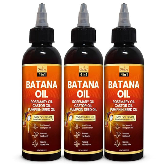 Batana Oil for Hair Growth with Rosemary, Castor, and Pumpkin Seed Oils, 100% Pure Unrefined Honduran Formula, Strengthens, Nourishes, Revives Scalp & Strands, Natural Care for All Types (3PK)-Velvo Beauty