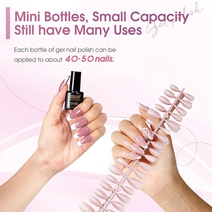 ROSALIND Pink Purple Gel Nail Polish Set, 8 Colors Pink Glitter Gray Gel Polish, Gentle Pink Elegant Purple Classic Gel Polish Collection Nail Art Gift DIY at Home-Velvo Beauty