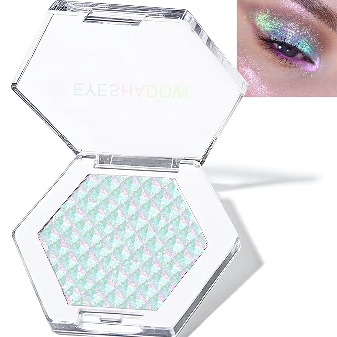 Mermaid Glitter Eyeshadow Palette, Multichrome Chameleon Cream Eye Shadow, Color Shifting White Eyeshadow Sparkling Holographic Shimmer Inner Corner Eye Brightener Highlighter Makeup-Velvo Beauty