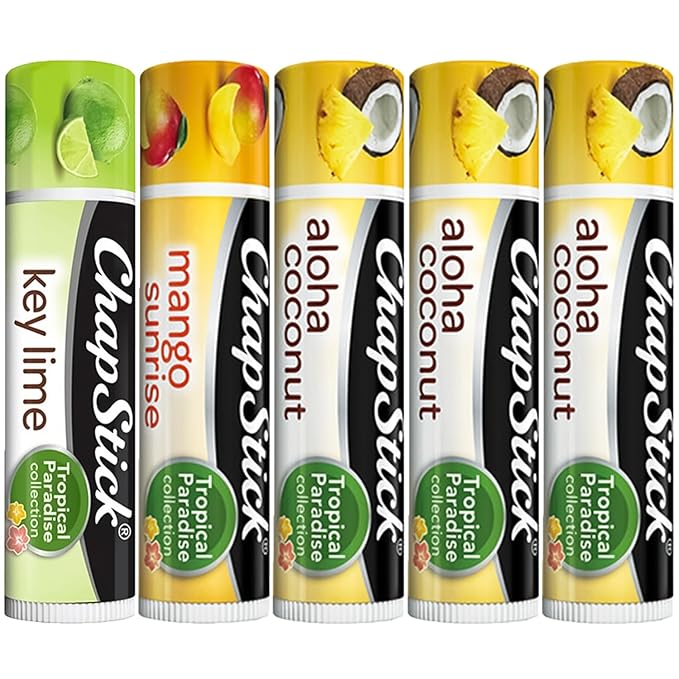 ChapStick Lip Care Bundle – Tropical Paradise Collection with Mango Sunrise, Key Lime, and Aloha Coconut Lip Balm, 0.15 Ea (5 Piece Set)-Velvo Beauty