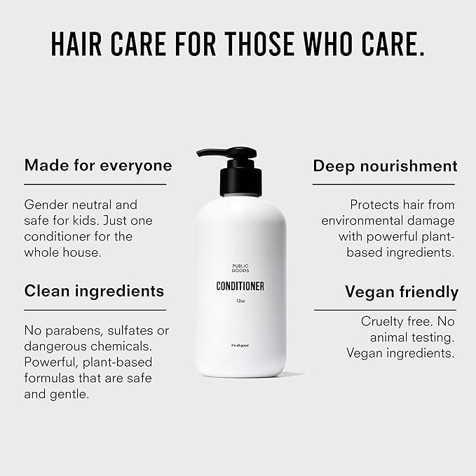 Public Goods Conditioner for Women & Men | Natural Conditioner to Protect & Moisturize Dry Hair | Made with Organic Essential Oils | Sulfate & Paraben Free | Vegan Friendly | 12 Fl Oz Bottle-Velvo Beauty