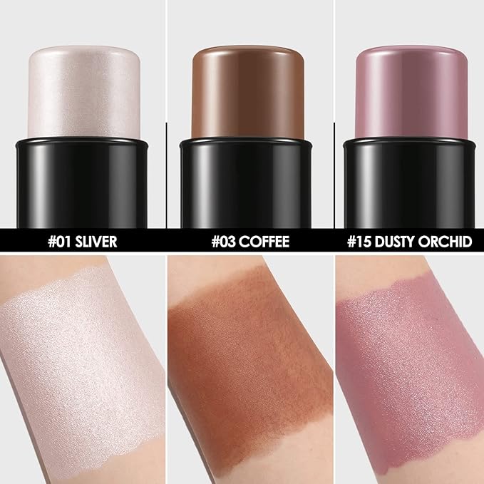 FOCALLURE 3 Pcs Cream Contour Sticks,Shades with Highlighter & Bronzer & Blush,Non-greasy Long-wear Face Contouring Pen,Easy to Sculpt the Face and Create a Lightweight Finishing Makeup,UNIVERSAl-Velvo Beauty