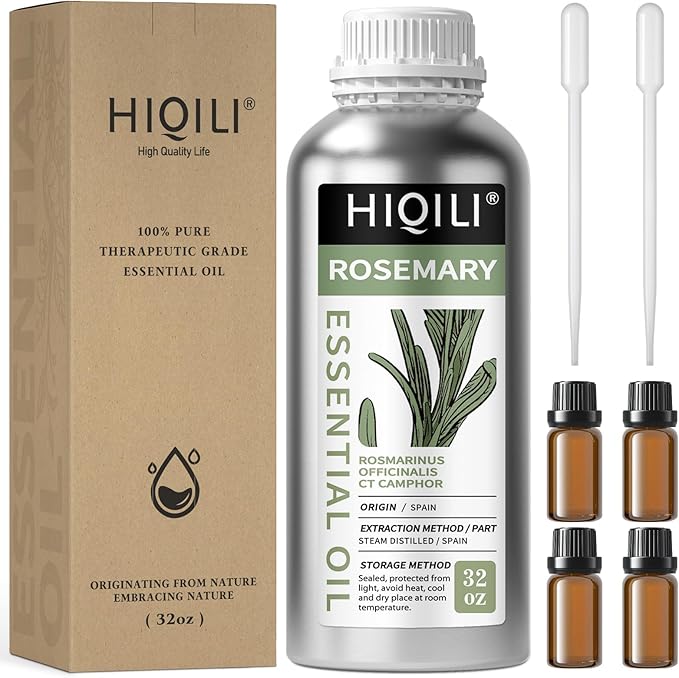 HIQILI 1000ML Rosemary Oil for Hair Growth, Add to Shampoo & Conditioner, 100% Pure Undiluted - 32 Fl Oz-Velvo Beauty