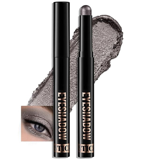 Dark Taupe Shimmer Eyeshadow Stick, Waterproof Cream Eye Shadow Pencil Long-Lasting Crease-Proof Glitter Eyeshadow Crayon Smooth High Pigmented Highlighter Neutral Eye Shadow Liner Makeup-Velvo Beauty