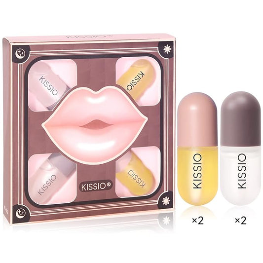 KISSIO Lip Plumper Set,Natural Lip Plumper and Lip Care,Lip Plumper Gloss,Lip Moisturizing,Day and Night Ues,4PCS Lip Plumper,Cruelty Free,5.5 ml*4-Velvo Beauty