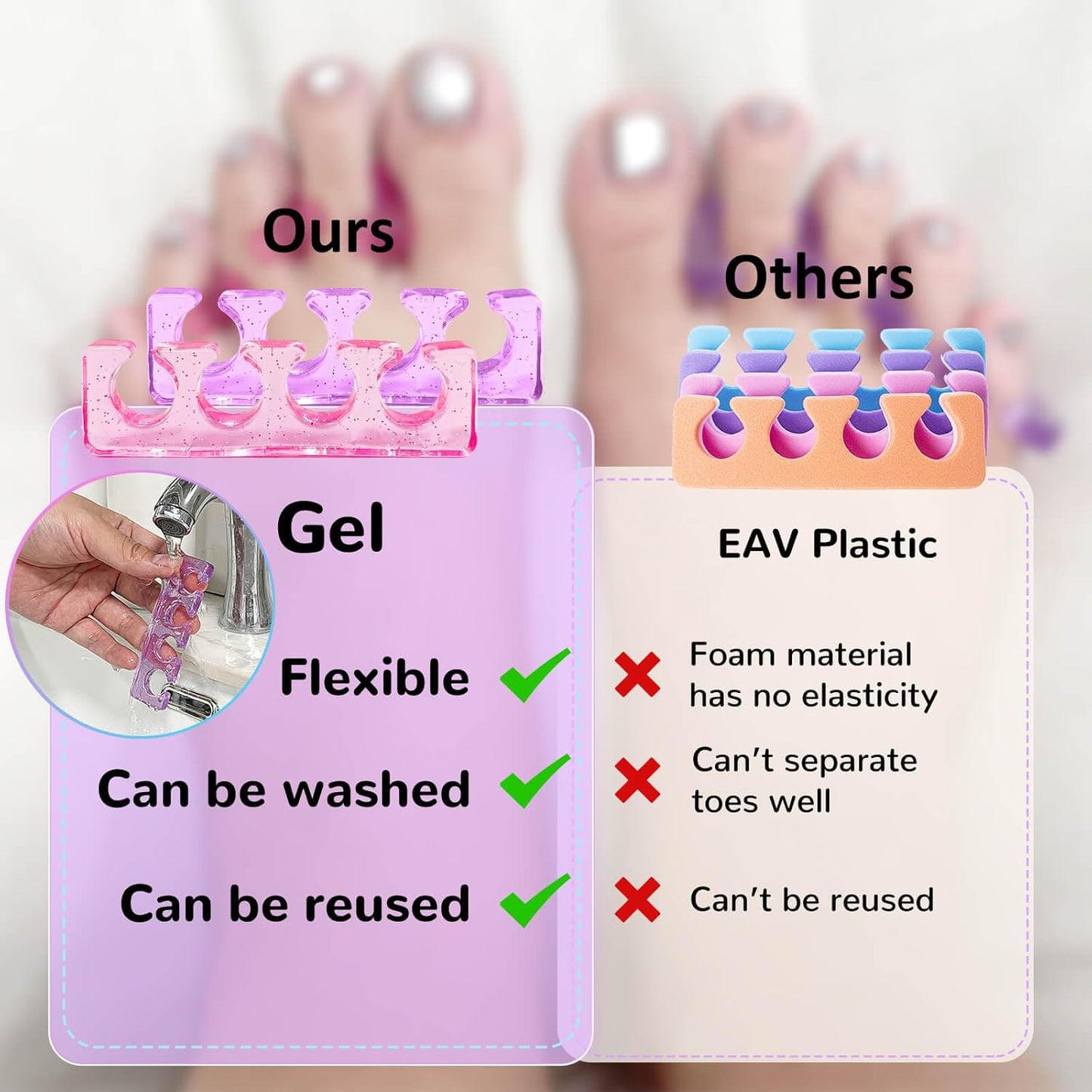 SUNFATT Toe Separators,Toe Spacers for Women,Toe Separators Use for Separation of Toenails or Nails as Well as Polishing of Nail Polish.(Thin)-Velvo Beauty