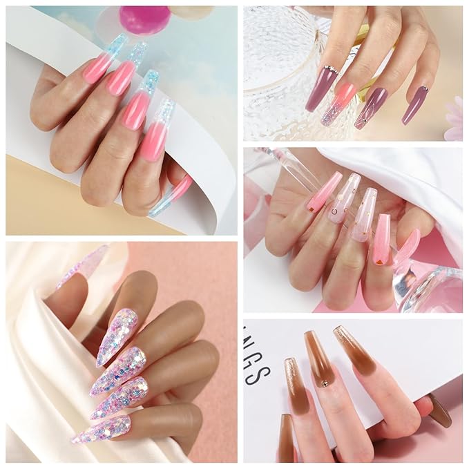 44PC Poly Nail Gel Kit with U V Lamp Starter Kit, 16ML 15 Colors Poly Extension Gel with Light Slip Solution Nail Rhinestones Glitter Decoration Powder Nail Art Kit for Beginners Gifts for Women-Velvo Beauty