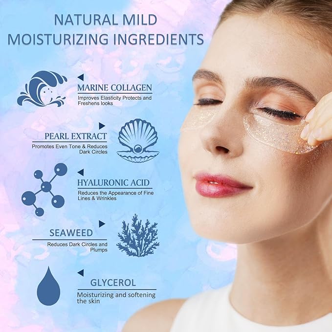 Under Eye Patches For Dark Circles, 12 Pairs Collagen Eye Patches, Natural Marine Collagen Under Eye Patches, Dark Circle Eye Patches, Undereye Mask For Dark Circles, Wrinkles & Eye Bags-Velvo Beauty
