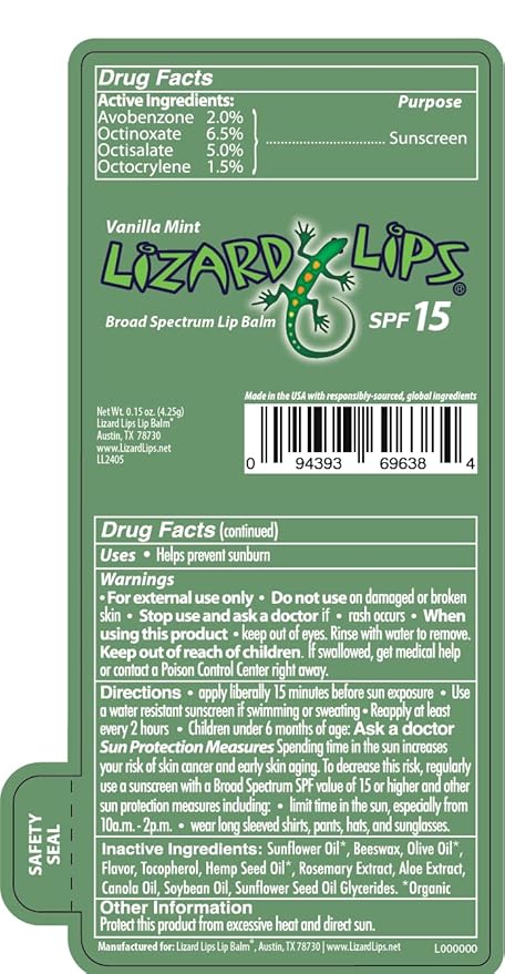 Lizard Lips SPF 15 Lip Balm (Vanilla Mint)-Velvo Beauty