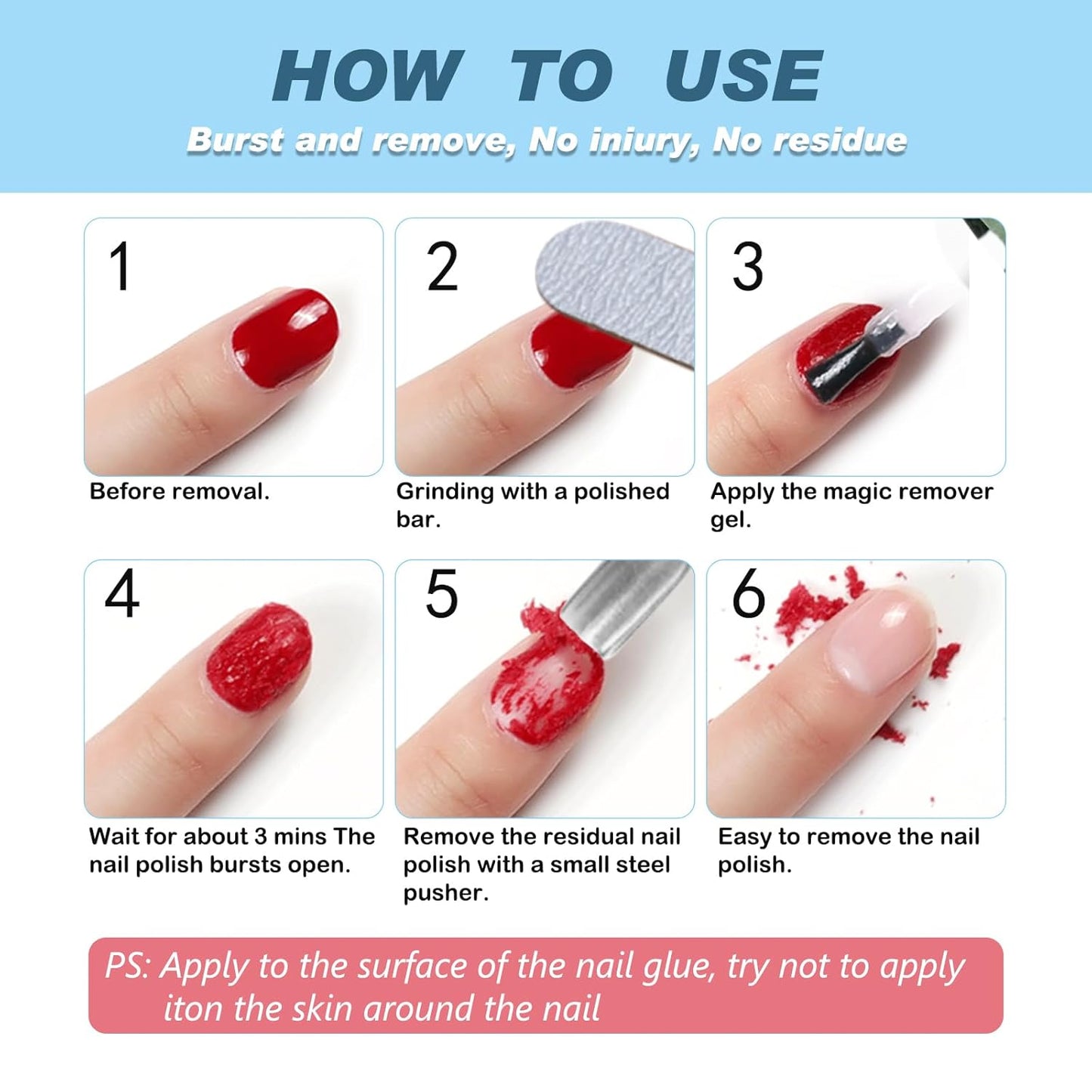 Gel Polish Remover, (3pcs) Gel Nail Polish Remover, No Need for Foil, Quick & Easy Polish Remover In 3-5 Minutes, No Need Soaking Or Wrapping-0.5floz-Velvo Beauty
