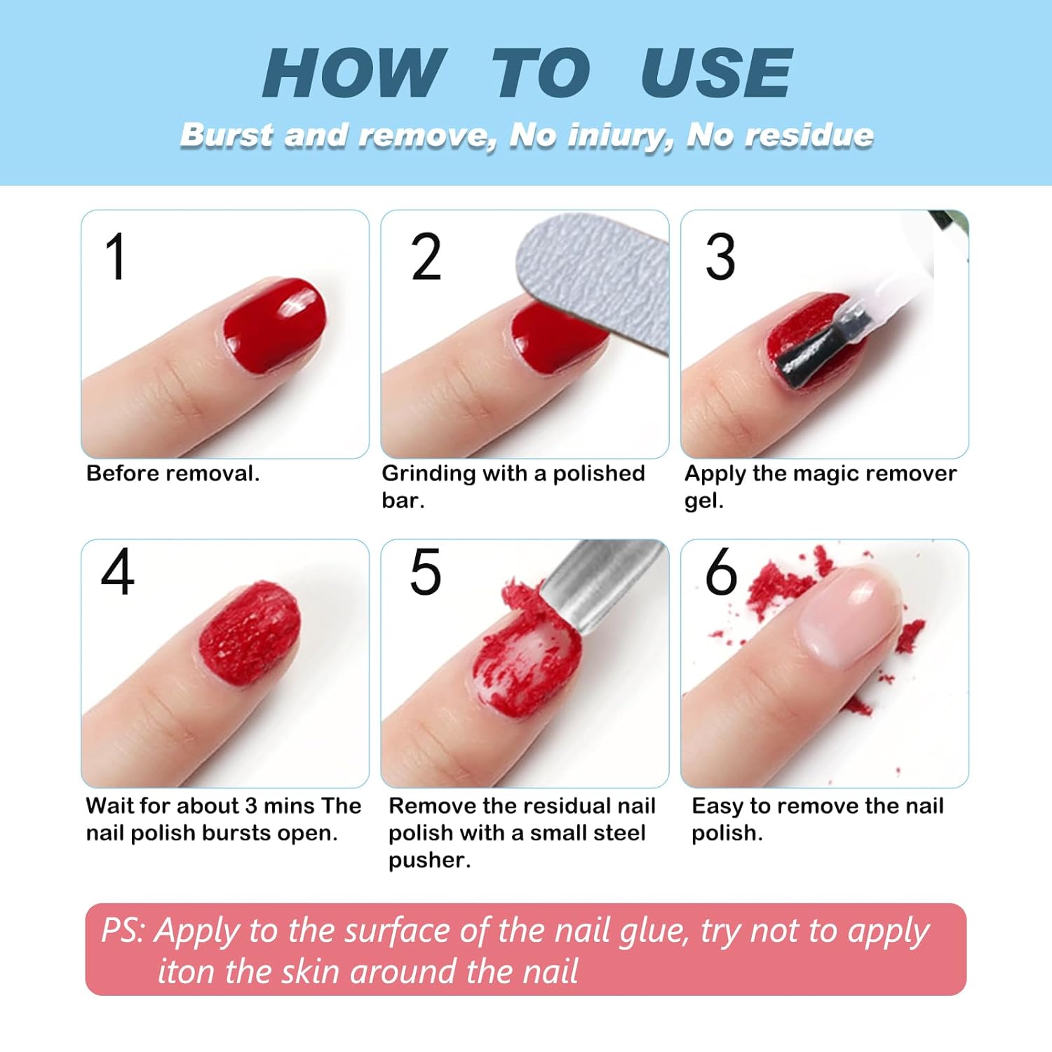 Gel Polish Remover, (3pcs) Gel Nail Polish Remover, No Need for Foil, Quick & Easy Polish Remover In 3-5 Minutes, No Need Soaking Or Wrapping-0.5floz-Velvo Beauty