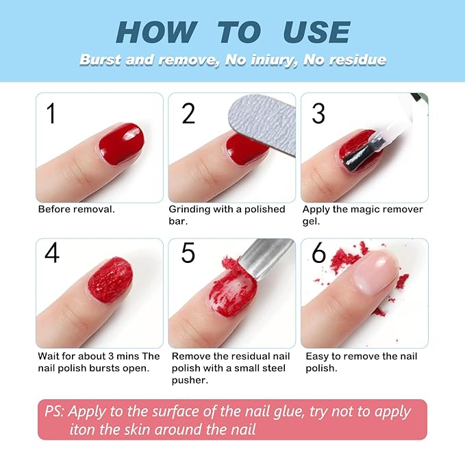 Gel Nail Polish Remover, Nail Polish Remover Tool Removing In 3-5Mins, Professional Remover Gels at Home, No Need Soaking or Wrapping-Velvo Beauty