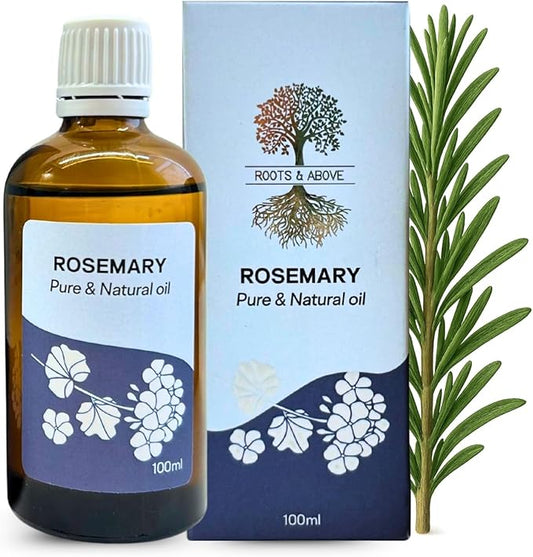 Roots & Above Pure Natural Rosemary Essential Oil 3.38 fl oz/100 ml for Diffuser, Face, Skin Care, Hair, Aroma, Massage, Candle & Soap Making Fragrance DIY use-Velvo Beauty