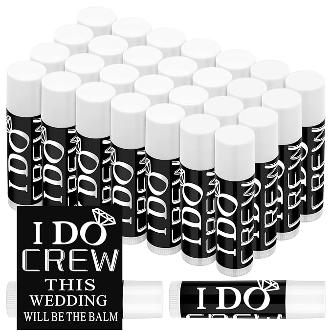 24 Pcs Bachelorette Lip Balm I Do Crew Wedding Party Gifts Bachelorette Lip Balm Gift Wedding Favors for Bachelorette Wedding Party Guest Supplies (Black with White)-Velvo Beauty