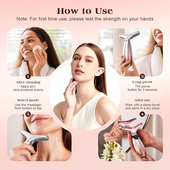 Facial Massager, 7 Colors Red Light Therapy for Face and Neck, Face Lift Device with 113°F Heating Vibration for Multi Skin Care-Velvo Beauty