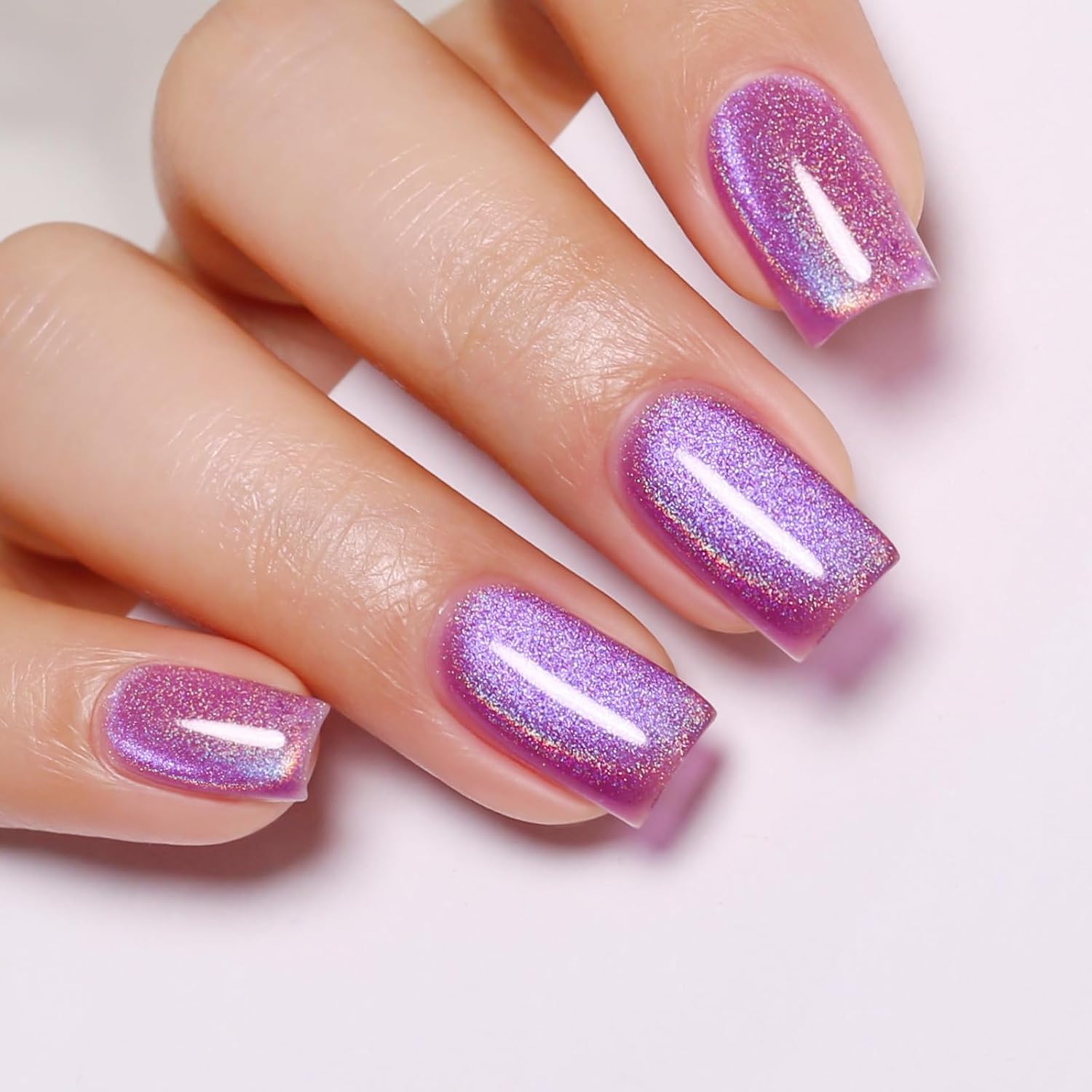 Imtiti Cat Eye Gel Nail Polish, Purple Rainbow Holographic Magnetic Gel Polish With Magnet Glittery Iridescent Galaxy Nail Gel Polish Spring Summer Gel Polish Kit Soak Off UV Led 10ML-Velvo Beauty