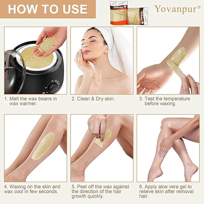 Hard Wax Beads for Hair Removal, Wax Beans for Sensitive Skin, Suitable for Bikini, Legs, Face, Back, Eyebrow, Chest for Women & Men, 300g (10 Oz)/bag-Velvo Beauty