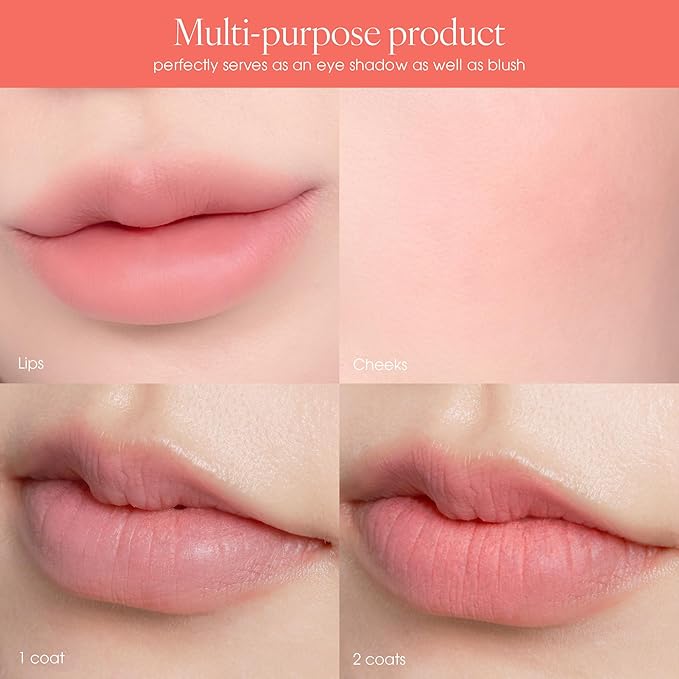 AIR LIPS 817 APRICOT CHEESE, Lip & Cheek, Natural Soft Matte Finish & Buildable, Airy Formula (1.2g, 0.003 oz.)-Velvo Beauty