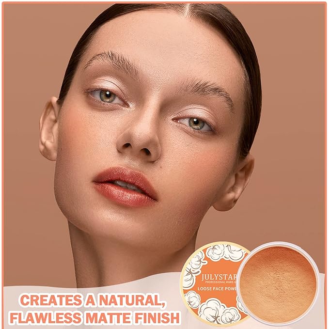 Setting Powder Loose Face Powder Matte Soft Smooth Oil Control Long Lasting Loose Setting Powder Makeup For Natural Flawless #03 Dark Skin Tone-Velvo Beauty