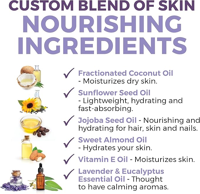 Viva Naturals Organic Massage Oil (8 fl. oz.) - Lavender Scented Non-Greasy Body Massage Oil with Mess-Free Pump, Moisturizing Massage Oils for Massage Therapy, Non-GMO and Certified Organic, 237 mL-Velvo Beauty