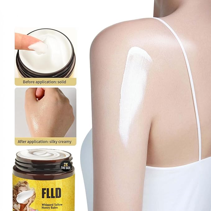 Organic Grass Fed Whipped Tallow and Honey Balm 4oz - Facial Cream, Lip Moisturizer, Body Balm-Velvo Beauty