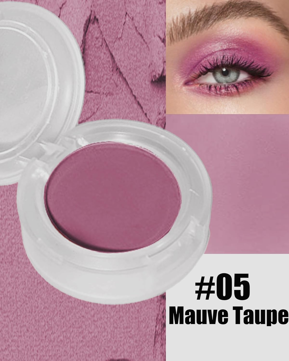 Single Matte Eyeshadow, Mauve Taupe Matte Eye Shadow Powder Palette Makeup, High Pigment Waterproof Nude Multiuse Pressed Eye Shadows Powder with Smooth Lightweight,Blendable for Daily Eye Look-05-Velvo Beauty