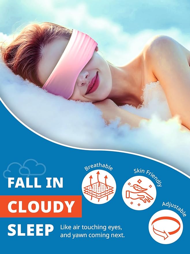 Sleep Mask, Eye Mask for Sleeping, Upgrade Ultra-Soft Blackout Eye Cover for Women Men, Wider Adjustable Strap for Side Sleeper, Travel, Nap, Yoga, Relief Eye, Blue-Velvo Beauty