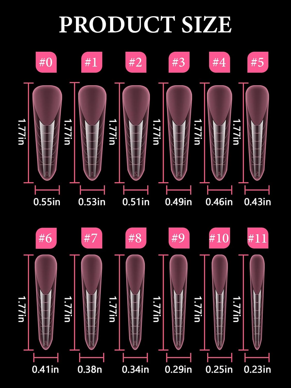 EBANKU Dual Nail Forms for Poly Extension Gel, 120 PCS Pink Nail Molds Reusable Nail Extension Forms for Builder Gel Manicure Design Salon DIY 12 Sizes-Velvo Beauty