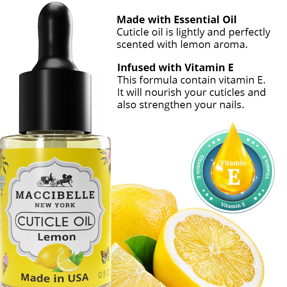 Maccibelle Cuticle Oil 0.5 oz - Soothe Nail Dry Cracked Cuticles (Lemon, 0.5 Fl Oz)-Velvo Beauty