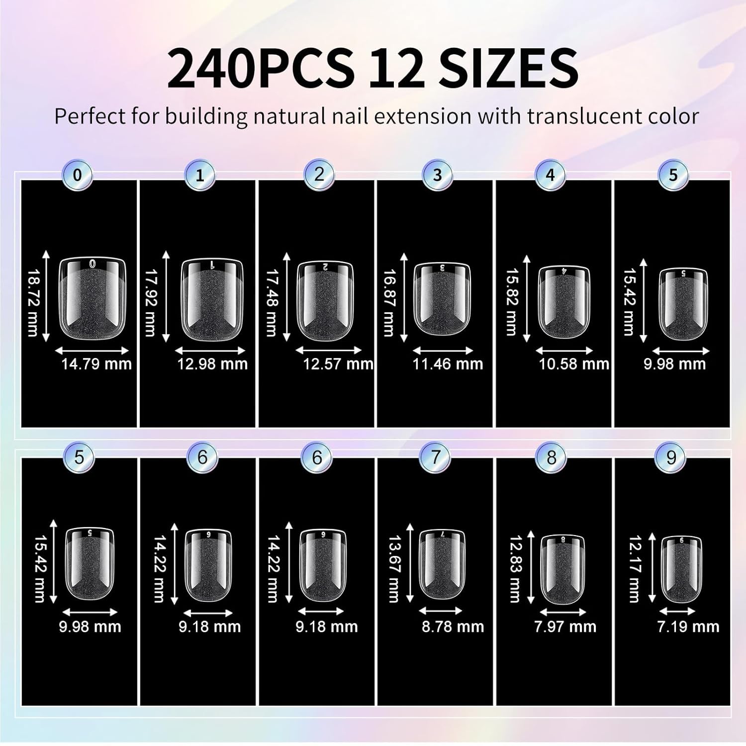 Short Nail Tips Extra Short Square Soft Gel Nail Tips 240Pcs Fake Nails Pre-Shaped Half Matte Acrylic Full Cover Clear Pre Etched Nails for Nail Extension Manicure Home DIY Salon 12 Sizes Gelly Tips-Velvo Beauty