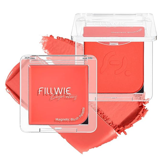 Blush Palette Duo – Cream & Powder Blush Set in Orange Red, Long-Wearing & Moisturizing, Easy to Blend, Radiant Coverage for Cheeks, Eyes & Lips, Magnetic Palette Compatible (2-Pack, Cherry Rush)-Velvo Beauty