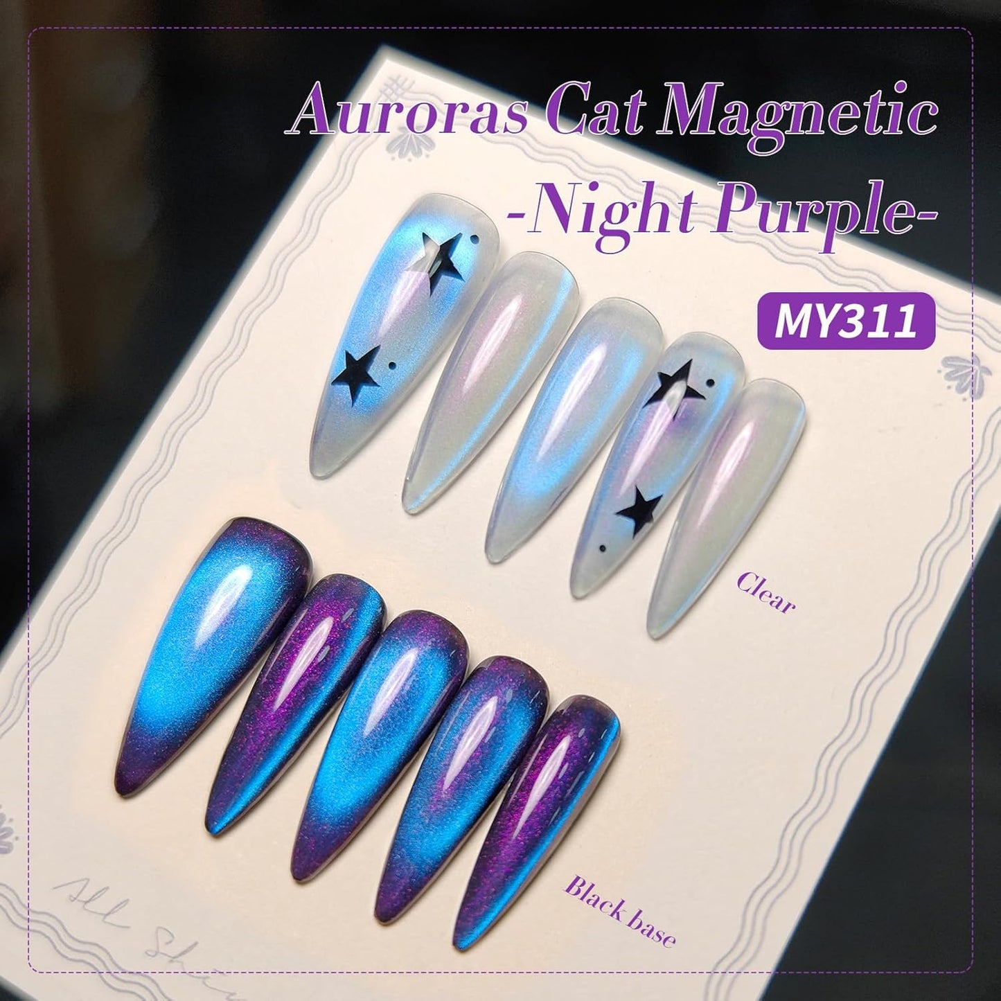 BORN PRETTY Cat Magnetic Eye Gel Nail Polish,Night Purple Magnetic Gel Polish Blueberry Cat Magnetic Eye Gel Manicure Nail Art DIY 15ml-Velvo Beauty