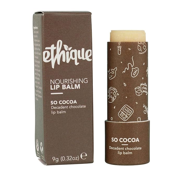 Ethique So Cocoa Nourishing Lip Balm - Plastic-Free, Vegan, Cruelty-Free, Eco-Friendly, 0.32 oz (Pack of 1)-Velvo Beauty