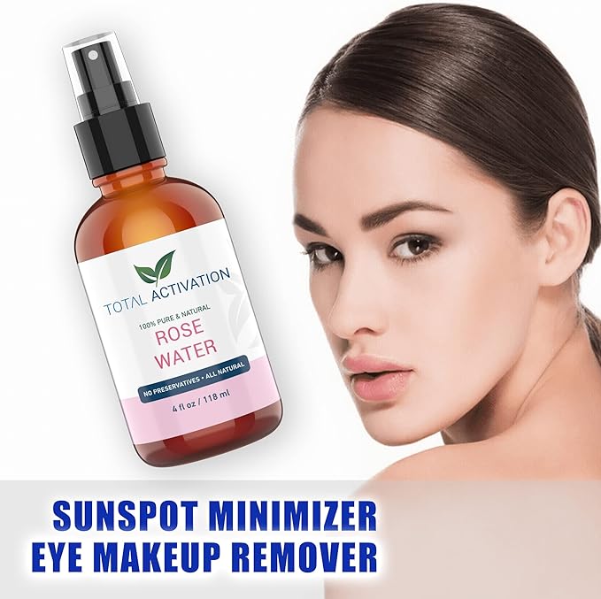 Large 4 oz 100% Pure, Organic Moroccan Rose Water Spray Face Toner, Skin Body Hair Spray, Eye Makeup Remover Alcohol Free Toner Minimizes Scar Hydrating Soothing Mist for Dry Oily Combination Skin-Velvo Beauty