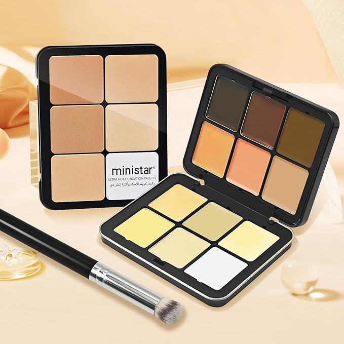 12 Colors Cream [Contour+Concealer] Makeup Palette for Cheeks - Multi-functional Makeup Palette with Brush, Natural Matte Long Wearing, Waterproof Blendable Face Makeup Palette (#03)-Velvo Beauty
