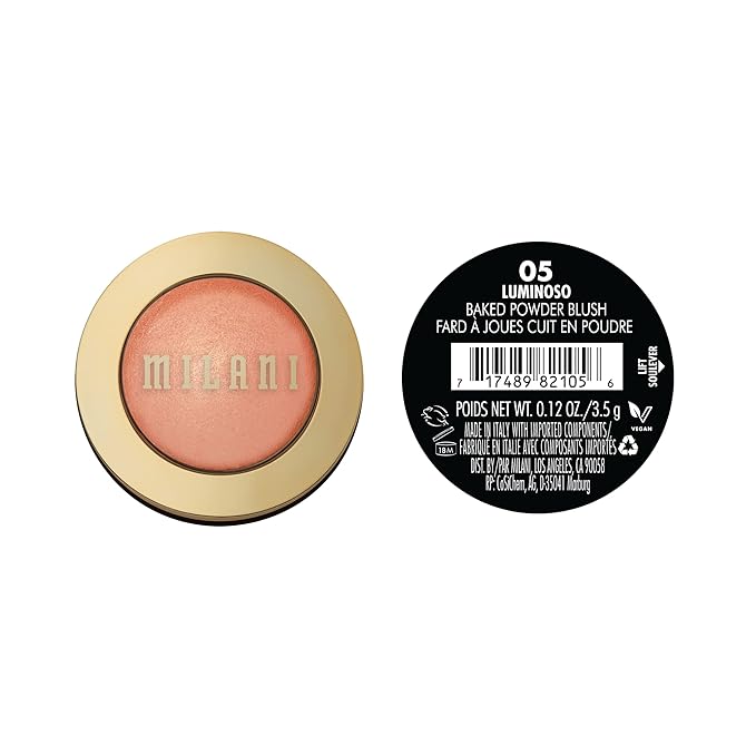 Milani Baked Blush, Powder Blush for Cheeks, Cruelty Free Makeup - Shape, Contour & Highlight Face for a Shimmery or Matte Finish -Luminoso-Velvo Beauty