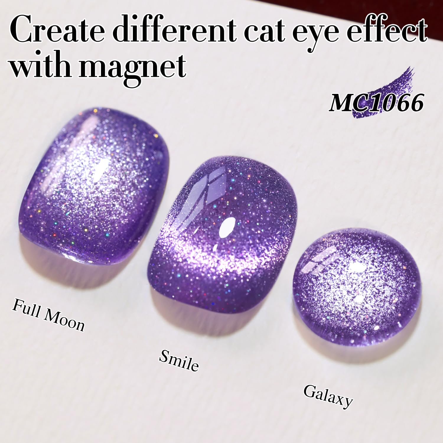 Double Rhythm Cat Eye Gel Polish with Magnet 15ML Jelly Glass Holographic Glitter Shimmer Translucent Sheer Color Magnetic Gel Polish Salon DIY at Home (Dark Purple-MC1066)-Velvo Beauty