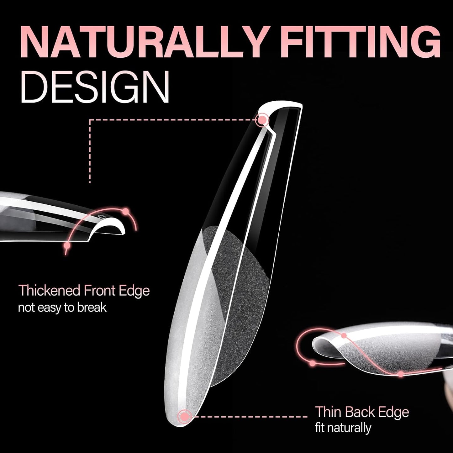 AILLSA Long Coffin Nail Tips - 450pcs Thickened Pre-shaped False Nail Tips Half Matte Nails Tips, Acrylic Fake Nails Extension for Home Salon DIY-Velvo Beauty