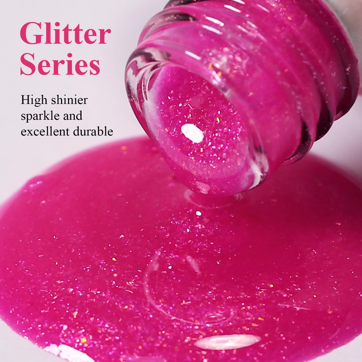 Imtiti Glitter Gel Nail Polish, Pink Iridescent Glitter Gel Polish Diamond Shimmer Sparkle Soak Off UV LED Nail Gel Polish spring summer Manicure 10ML-Velvo Beauty